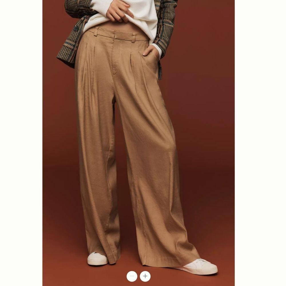 Anthropologie The Avery Pleated Wide-Leg Trousers by Maeve: Linen Edition - Picture 2 of 4